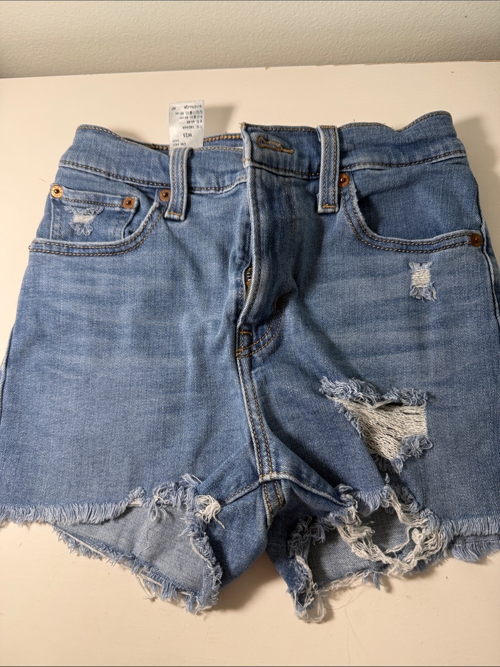 Levi's Light Blue Distressed Denim Cutoff Shorts